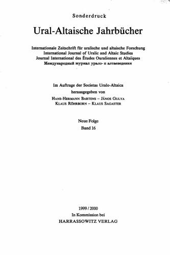 Haupt und Glieder der Altaischen Hypothese: die Körperteilbezeichnungen im Türkischen, Mongolischen und Tungusischen