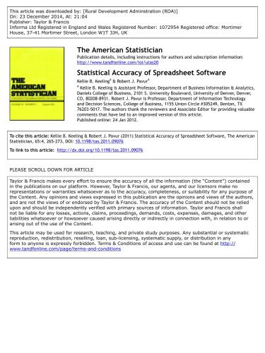 Statistical Accuracy of Spreadsheet Software