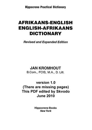 Afrikaans-English, English-Afrikaans dictionary