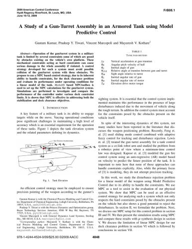 A Study of a Gun-Turret Assembly in an Armored Tank using Model Predictive Control