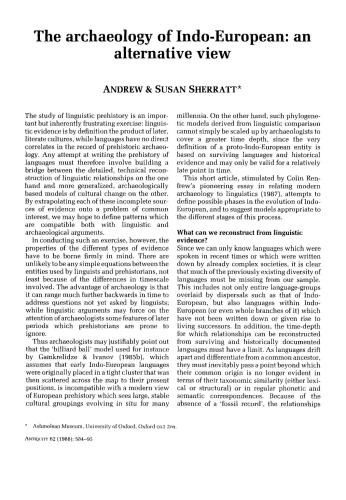 The archaeology of Indo-European: an alternative view