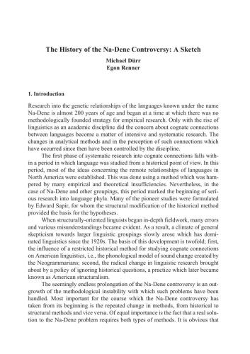 The history of the Na-Dene controversy: A sketch. Language and Culture in North America