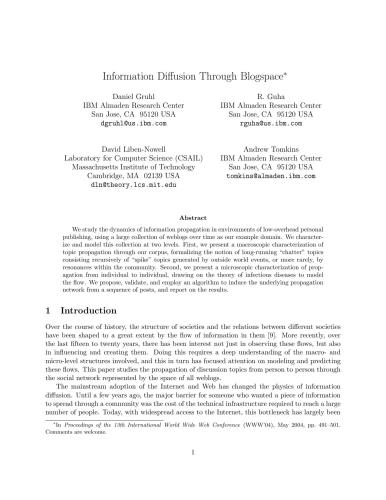 Information Diffusion Through Blogspace