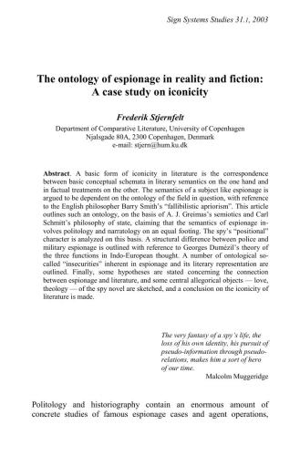 The ontology of espionage in reality and fiction. A case study on iconicity