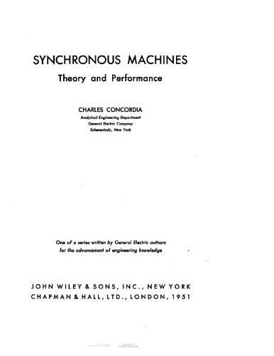 Concordia Ch.: Synchronous machines - Theory and performance