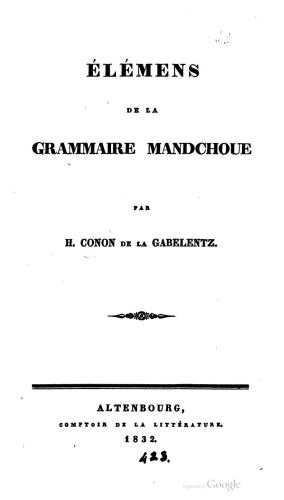 Élements de la grammaire mandchoue
