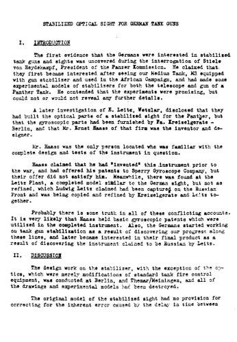 Stabilized Optical Sight for German Таnк Guns