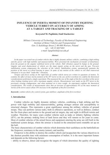 Influence of inertia moment of infantry fighting vehicle turret on accuracy of aiming at a target and tracking of a target