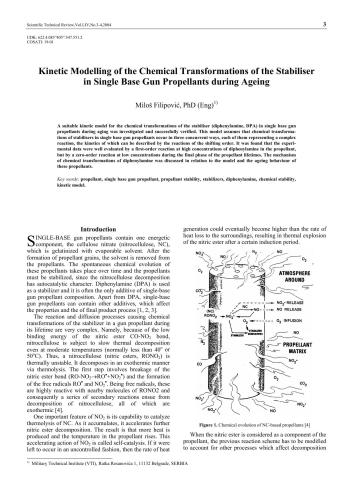 Kinetic modelling of the chemical transformations of the stabiliser in single base gun propellants during ageing