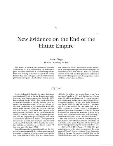 New Evidence on the End of the Hittite Empire