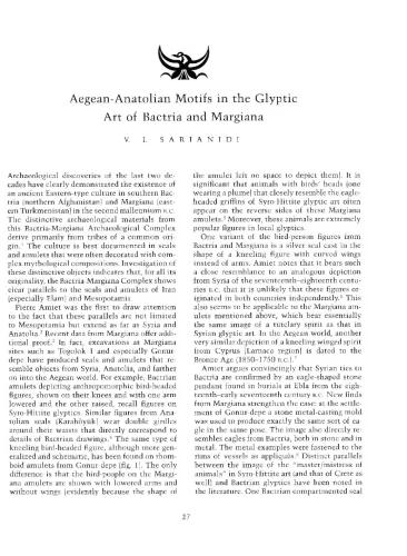 Aegean-Anatolian Motifs in the Glyptic Art of Bactria and Margiana