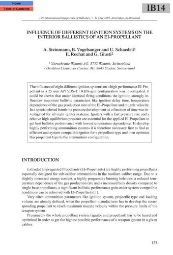 Influence of different ignition systems on the interior ballistics of an EI-propellant