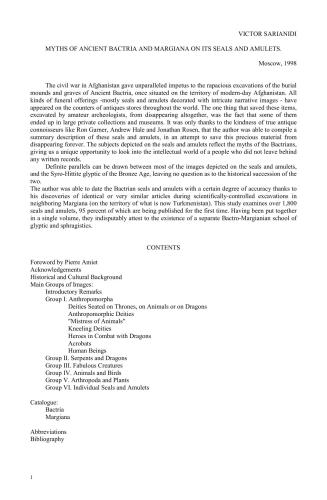 Myths of Ancient Bactria and Margiana on its Seals and Amulets