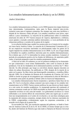 Los estudios latinoamericanos en Rusia (y en la URSS)