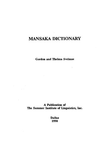 Mansaka Dictionary