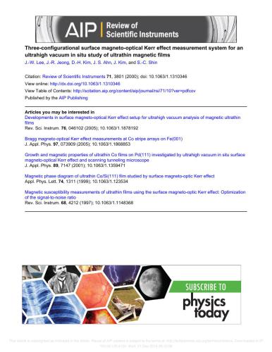 Three-configurational surface magneto-optical Kerr effect measurement system for an ultrahigh vacuum in situ study of ultrathin magnetic films