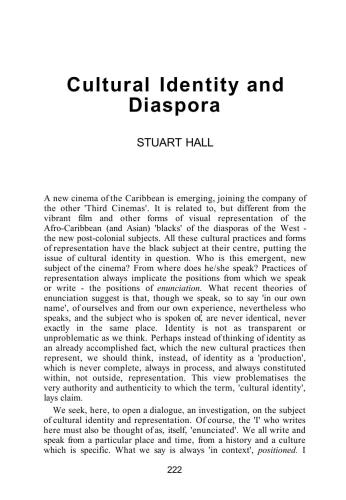Cultural Identity and Diaspora