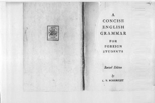 A Concise English Grammar For Foreign Students