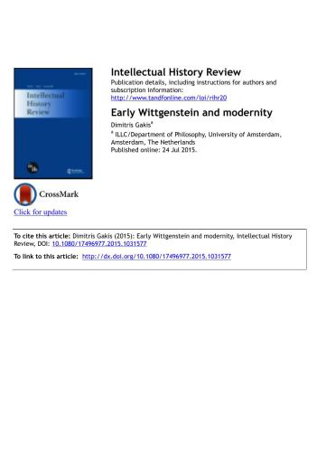 Early Wittgenstein and modernity