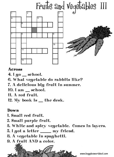 Crosswords from different topics. For kids (Beginners)