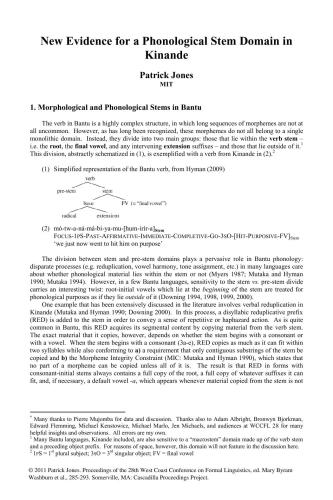 New Evidence for a Phonological Stem Domain in Kinande