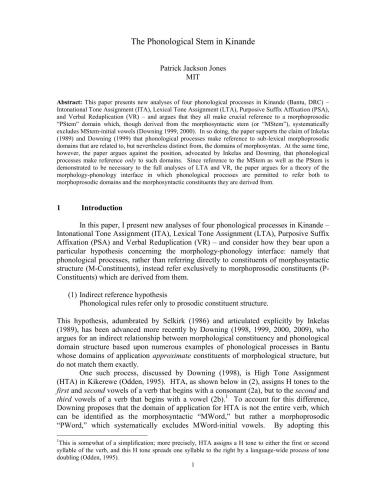 The Phonological Stem in Kinande