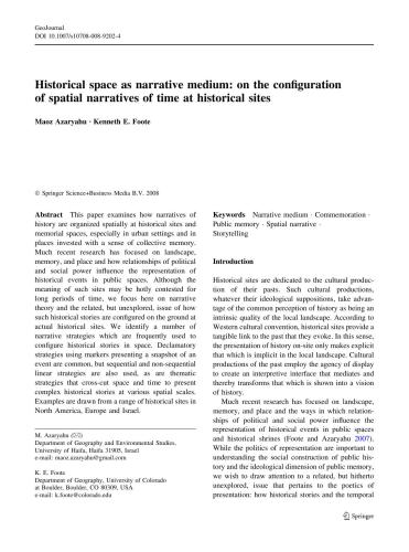 Historical space as narrative medium: on the configuration of spatial narratives of time at historical sites