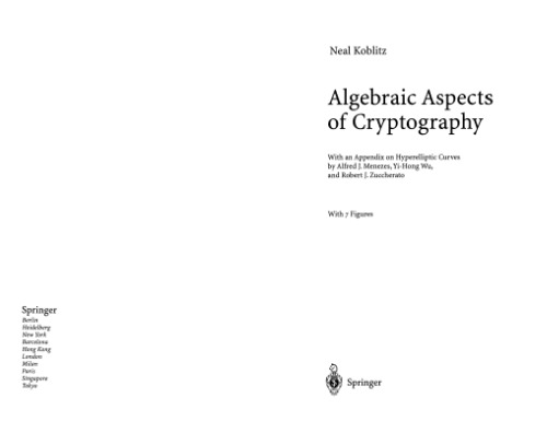 Algebraic Aspects of Cryptography