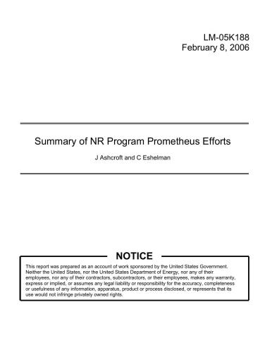 Eshelman Summary of NR Program Prometheus Efforts
