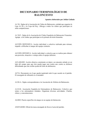 Diccionario Terminològico de Baloncesto (en Español)