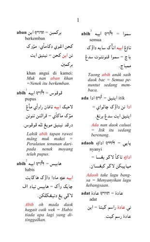 Kamus Cam - Melayu. Kamus Jawi - Rumi