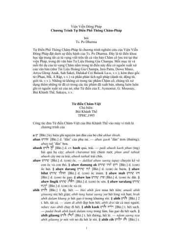 Po Dharma. Từ điển Chăm-Việt