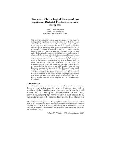 Towards a Chronological Framework for Significant Dialectal Tendencies in Indo-European