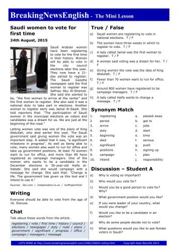 Saudi women to vote for first time