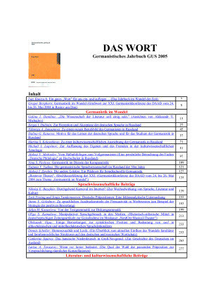 Das Wort. Germanistisches Jahrbuch GUS