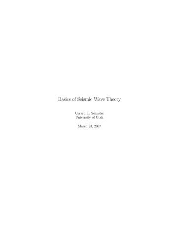Basics of Seismic Wave Theory