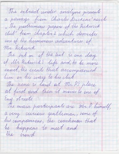 The stylistic analysis of an extract from The posthumous papers of the Pickwick club by Charles Dickens