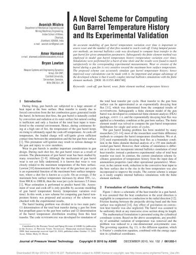 A Novel scheme for computing gun barrel temperature history and its experimental validation