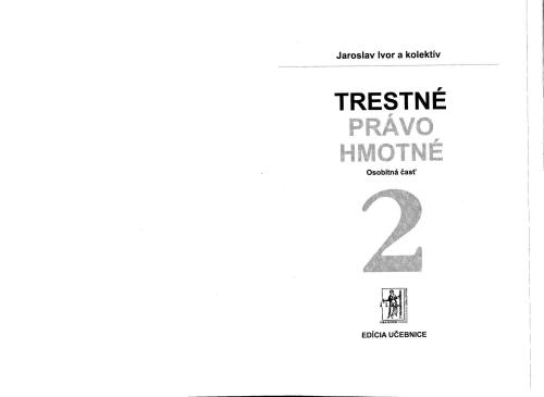 Trestné právo hmotné. Zväzek 2.: Osobitná časť