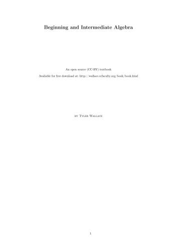 Beginning and Intermediate Algebra