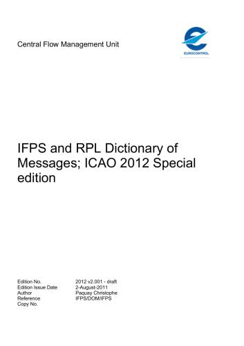 Eurocontrol. IFPS and RPL Dictionary of Messages