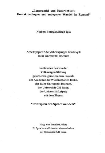 Lautwandel und Natürlichkeit. Kontaktbedingter und endogener Wandel im Romani
