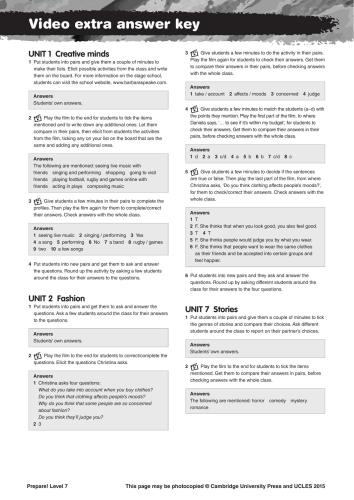 Prepare! 7 Video extra worksheets