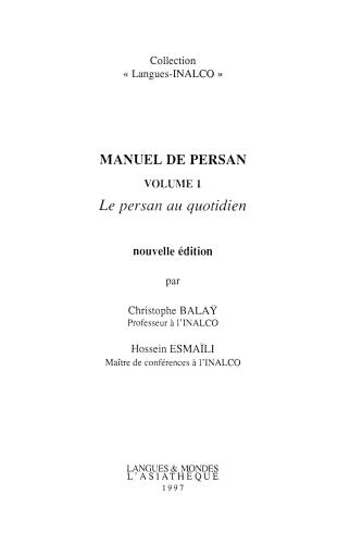 Manuel de persan Vol.1. Le persan au quotidien + CD1/4