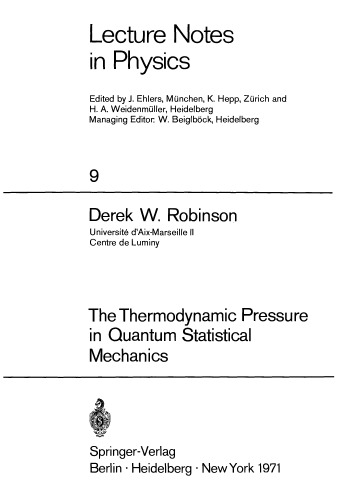 The Thermodynamic Pressure in Quantum Statistical Mechanics