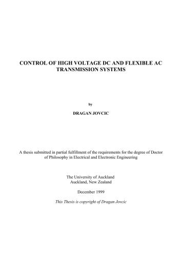 Control of high voltage DC and flexible AC transmission systems