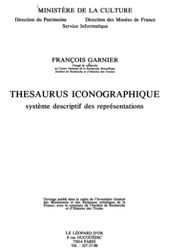 Thesaurus iconographique système descriptif des représentations