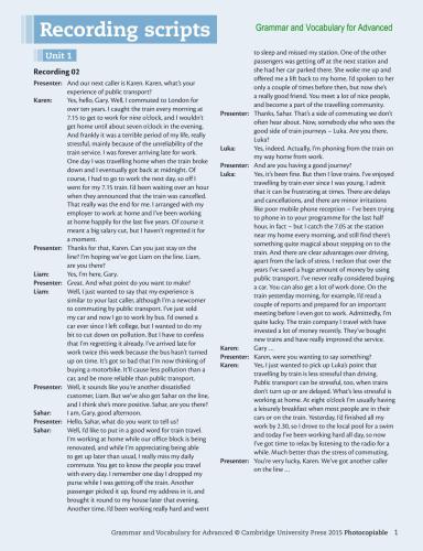 Grammar and Vocabulary for Advanced - Recording Scripts