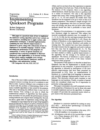 Implementing Quicksort programs