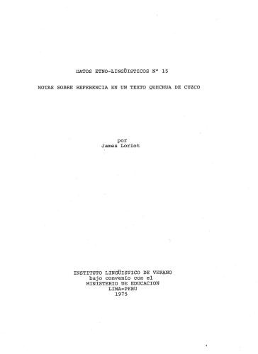 Notas sobre referencia en un texto quechua de Cuzco